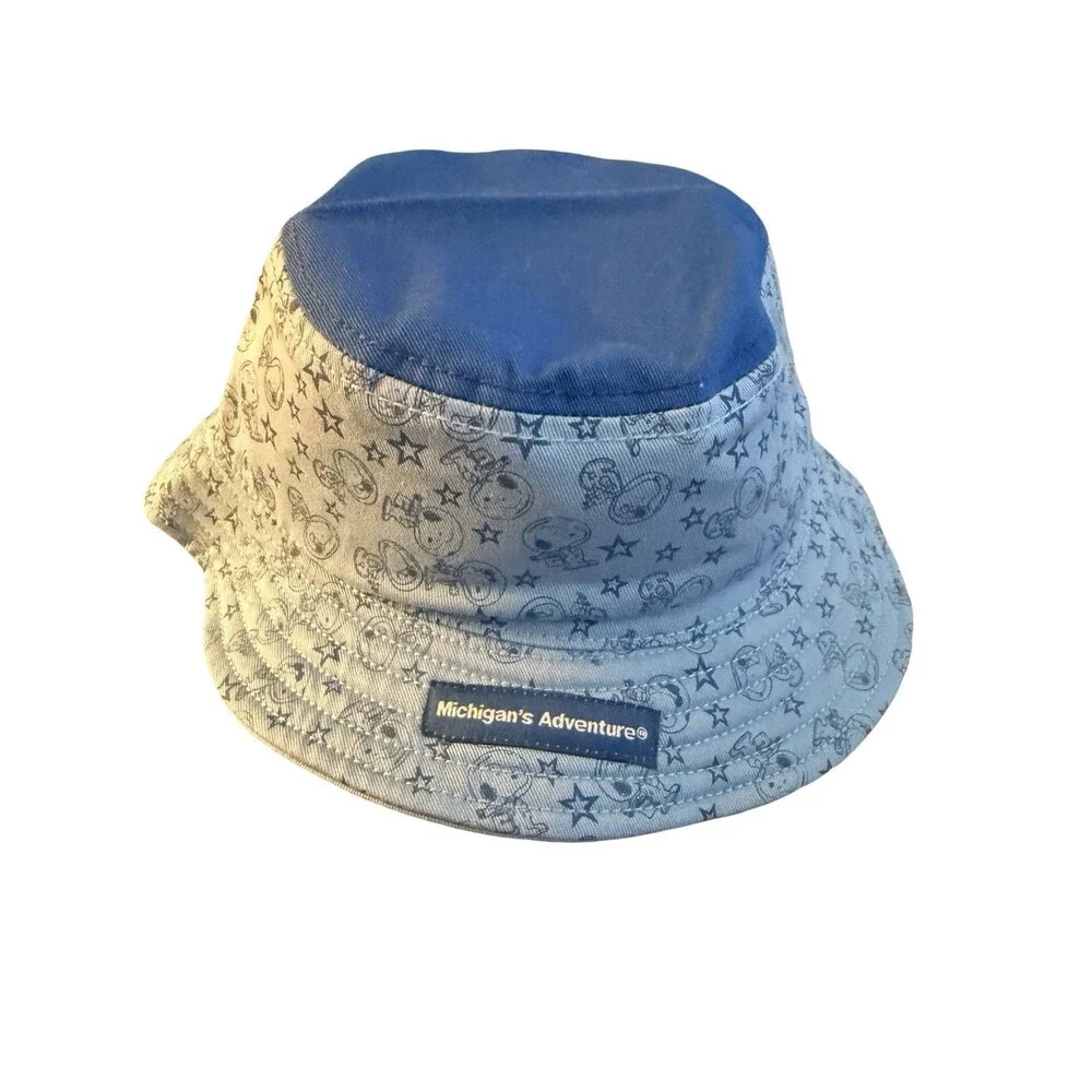 Snoopy Bucket Hat Michigan’s Adventure Cedar Fair Peanuts Toddler Blue Hat New